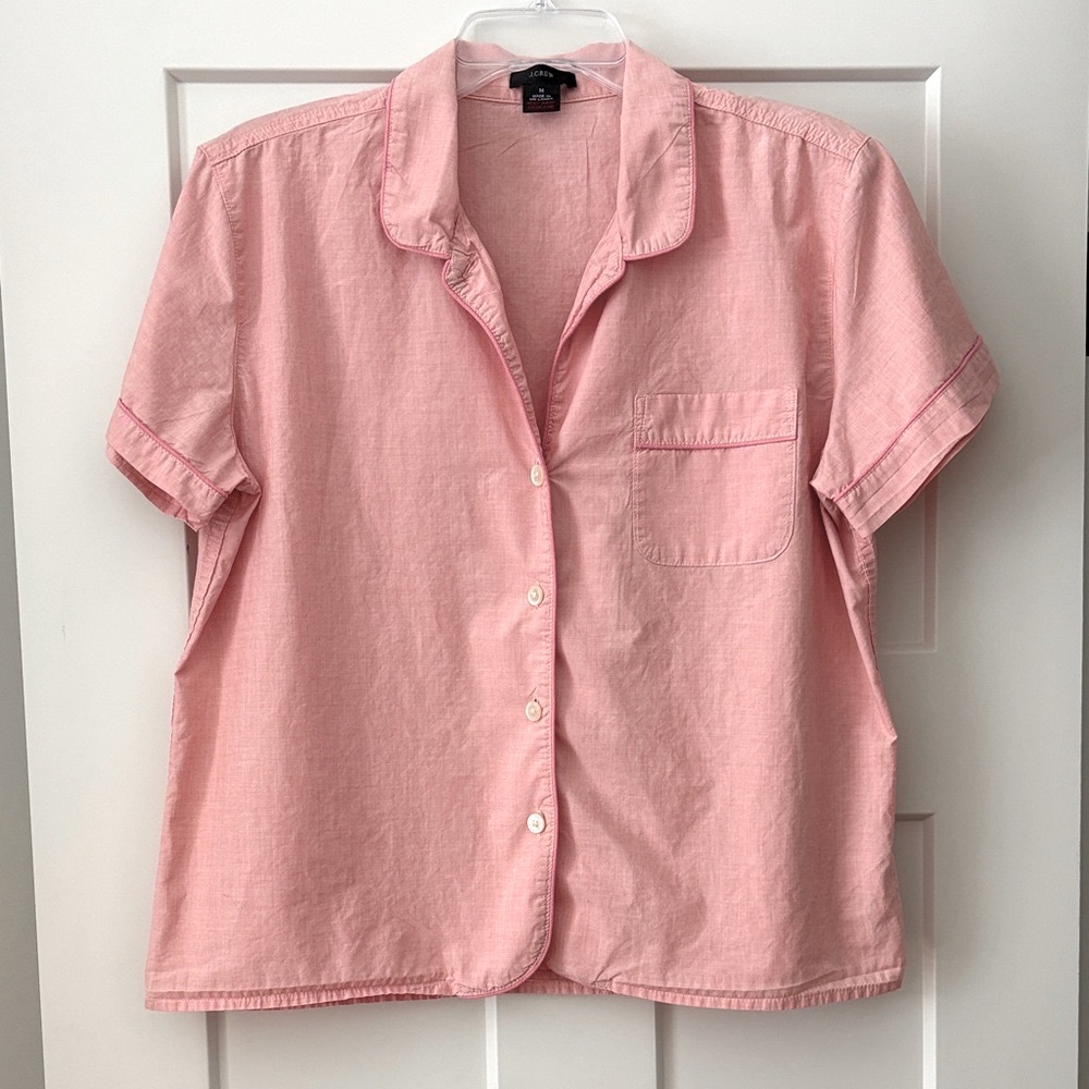 Vintage J. Crew Light Pink Button Up Short Sleeved Shirt